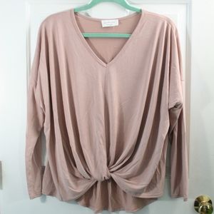 Large "Lavender Field" Pink Top with Knot